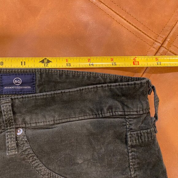 AG Jeans The Legging Super Skinny Velvet Leggings Dark Green Size 31R - Picture 7 of 7